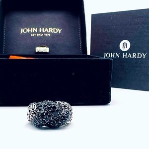 John Hardy Classic Chain Large Braided Lava Ring with Sapphires